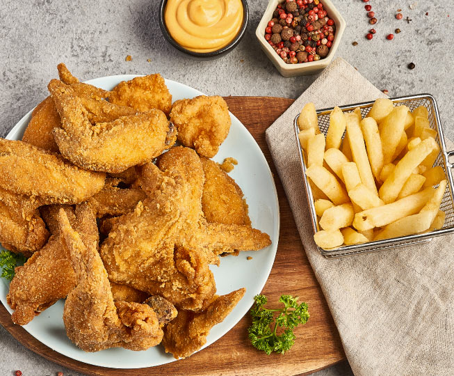 Fried Chicken with French Fries Recipe Image