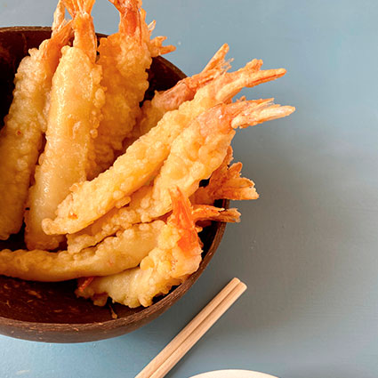 Camarones tempura con Batter 