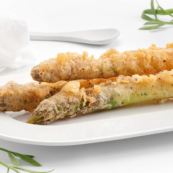 Tempura d'asperges vertes croustillantes