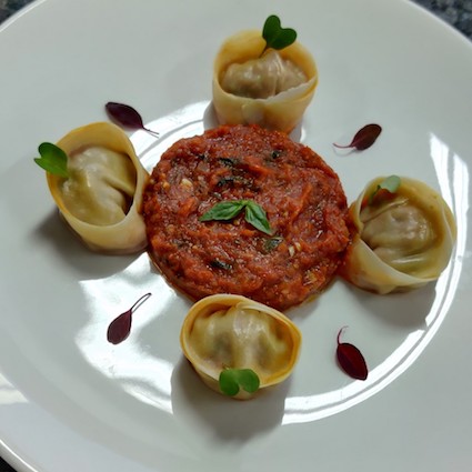 Peri Peri Chicken Ravioli with an All-Purpose Tomato Base