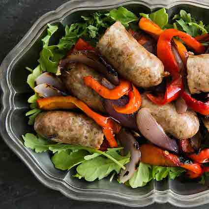 Sausages & Shallots Salad with Lemon Garlic Vinaigrette
