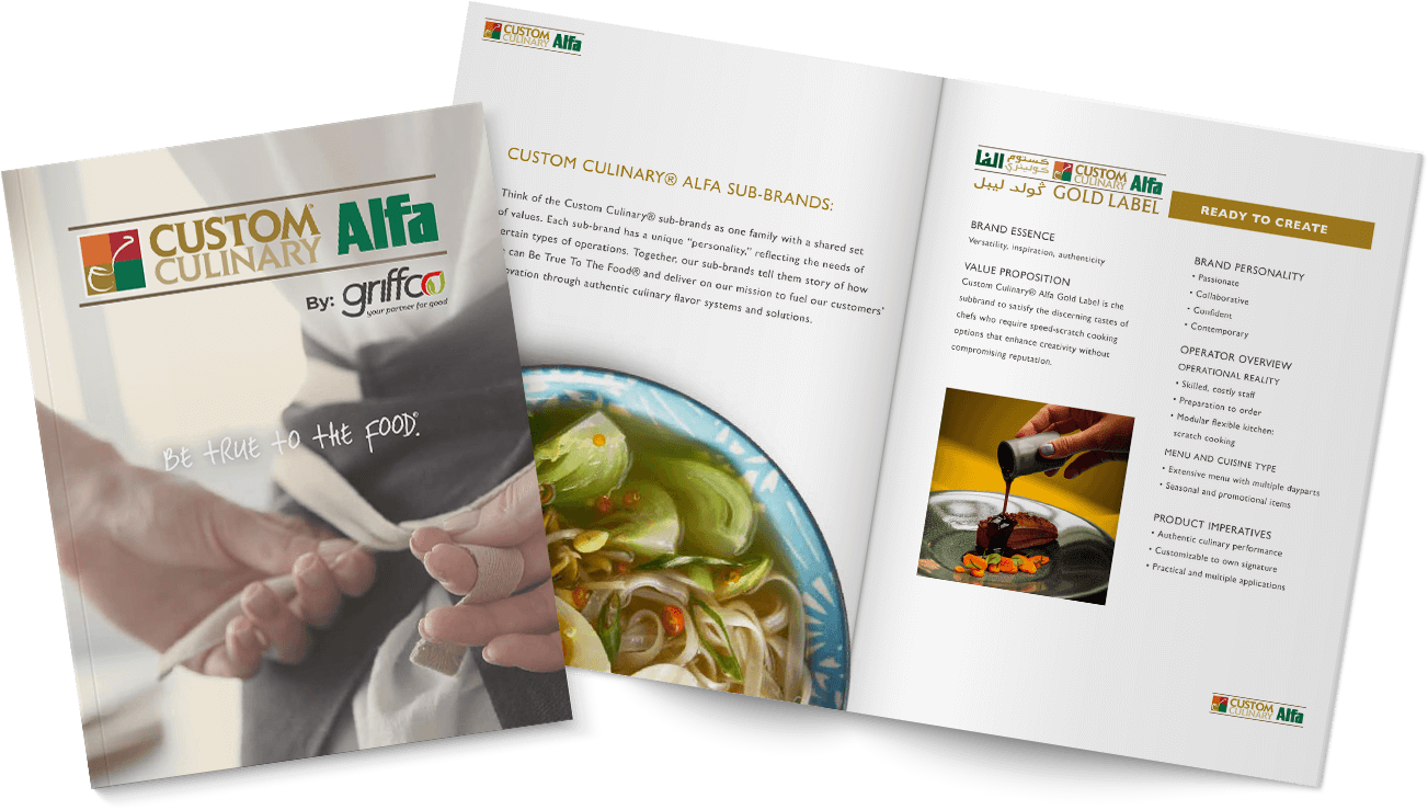 Custom Culinary Alfa Product Brochure Cover