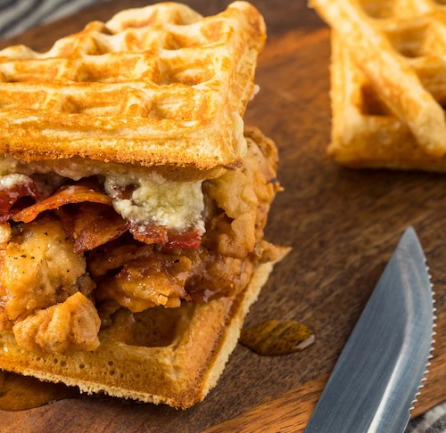 BBQ Chicken Honey Waffle Sandwich