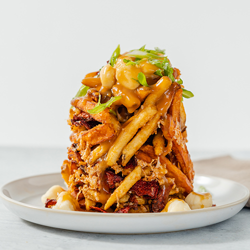 stacked root veg poutine