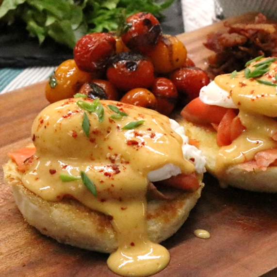 Custom Culinary - Smoked Salmon Egg Benedict & Paprika Hollandaise