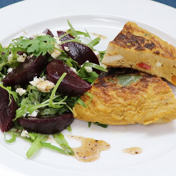Tikka Frittata & Beetroot Wild Rocket Salad with Balsamic Dressing
